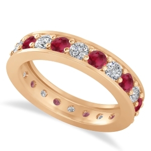 Diamond and Ruby Eternity Wedding Band 14k Rose Gold 1.76ct - All