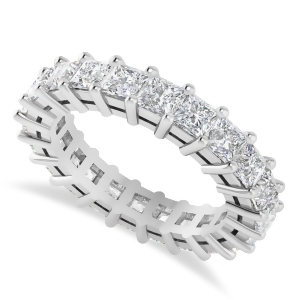 Princess Cut Diamond Eternity Wedding Band 14k White Gold 3.96ct - All