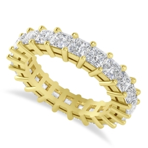 Princess Cut Diamond Eternity Wedding Band 14k Yellow Gold 3.96ct - All