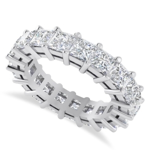 Princess Cut Diamond Eternity Wedding Band 14k White Gold 5.51ct - All