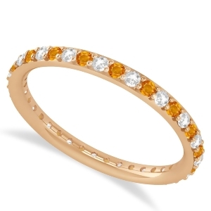 Diamond and Citrine Eternity Wedding Band 14k Rose Gold 0.57ct - All