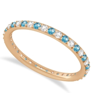 Diamond and Blue Topaz Eternity Wedding Band 14k Rose Gold 0.57ct - All