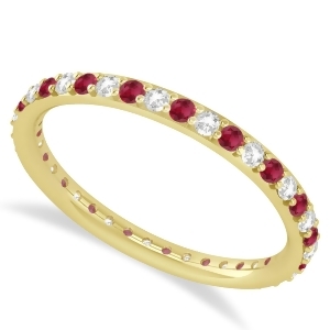 Diamond and Ruby Eternity Wedding Band 14k Yellow Gold 0.57ct - All