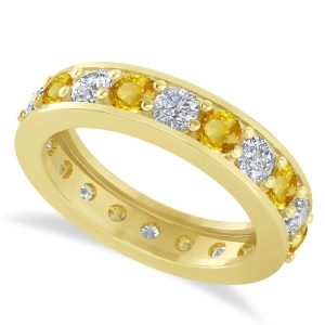 Diamond and Yellow Sapphire Eternity Wedding Band 14k Yellow Gold 2.40ct - All