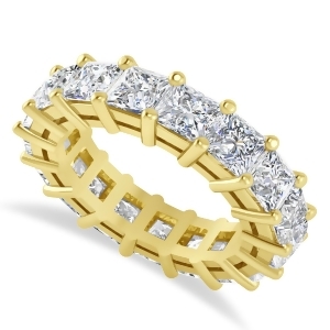 Princess Cut Diamond Eternity Wedding Band 14k Yellow Gold 6.63ct - All