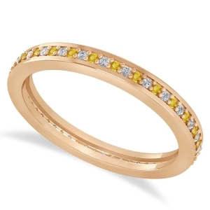 Diamond and Yellow Sapphire Eternity Wedding Band 14k Rose Gold 0.28ct - All