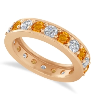 Diamond and Citrine Eternity Wedding Band 14k Rose Gold 2.40ct - All