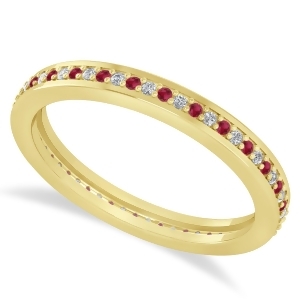 Diamond and Ruby Eternity Wedding Band 14k Yellow Gold 0.28ct - All