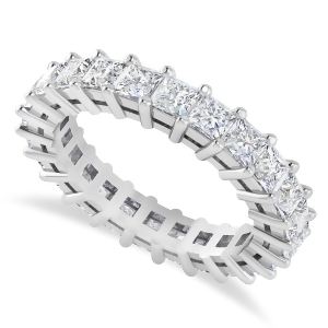 Princess Cut Diamond Eternity Wedding Band 14k White Gold 3.12ct - All