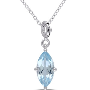 Marquise Blue Topaz Enhancer Pendant Sterling Silver 3.75ct - All