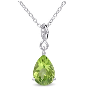 Pear Peridot Enhancer Pendant Sterling Silver 1.87ct - All