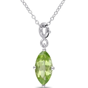 Marquise Peridot Enhancer Pendant Sterling Silver 1.70ct - All