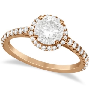 Halo Diamond Engagement Ring w/ Side Stones 14k Rose Gold 1.25ct - All