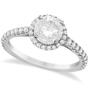Halo Diamond Engagement Ring w/ Side Stones 18k White Gold 1.25ct - All