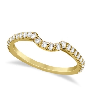 Contoured Diamond Accented Wedding Band 14k Yellow Gold 0.33ct - All