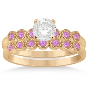 Pink Sapphire Bezel Set Bridal Set 18k Rose Gold 0.19ct - All