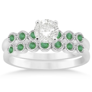 Emerald Bezel Set Bridal Set Platinum 0.19ct - All