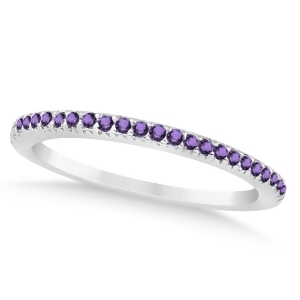 Amethyst Accented Wedding Band 14k White Gold 0.21ct - All