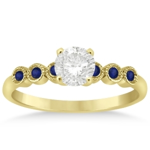Blue Sapphire Bezel Set Engagement Ring Setting 18k Yellow Gold 0.09ct - All