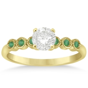 Emerald Bezel Set Engagement Ring Setting 14k Yellow Gold 0.09ct - All
