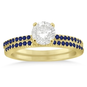 Blue Sapphire Accented Bridal Set Setting 18k Yellow Gold 0.39ct - All