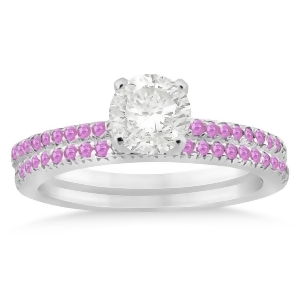 Pink Sapphire Accented Bridal Set Setting 14k White Gold 0.39ct - All
