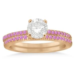 Pink Sapphire Accented Bridal Set Setting 18k Rose Gold 0.39ct - All