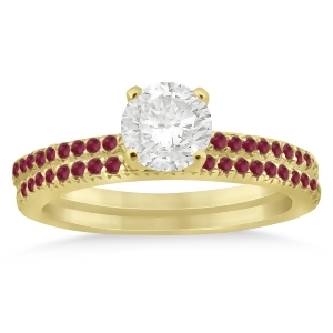 Ruby Accented Bridal Set Setting 14k Yellow Gold 0.39ct - All