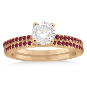 Ruby Accented Bridal Set Setting 14k Rose Gold 0.39ct - All