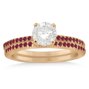 Ruby Accented Bridal Set Setting 18k Rose Gold 0.39ct - All