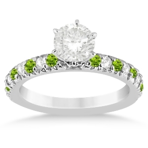 Peridot and Diamond Engagement Ring Setting Platinum 0.54ct - All