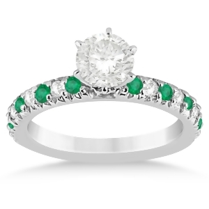 Emerald and Diamond Engagement Ring Setting 14k White Gold 0.54ct - All