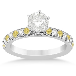 Yellow Diamond and Diamond Engagement Ring Setting 18k White Gold 0.54ct - All