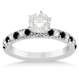 Black Diamond and Diamond Engagement Ring Setting Platinum 0.54ct - All