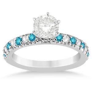 Blue Diamond and Diamond Engagement Ring Setting 14k White Gold 0.54ct - All