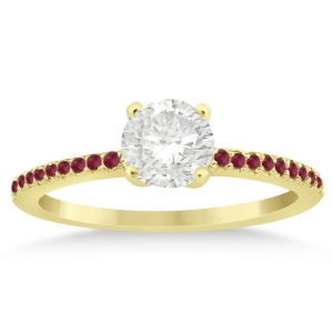 Ruby Accented Engagement Ring Setting 14k Yellow Gold 0.18ct - All