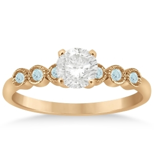 Aquamarine Bezel Set Engagement Ring Setting 14k Rose Gold 0.09ct - All