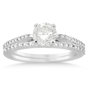 Diamond Accented Bridal Set Setting 14k White Gold 0.37ct - All
