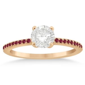 Ruby Accented Engagement Ring Setting 14k Rose Gold 0.18ct - All