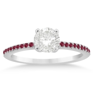 Ruby Accented Engagement Ring Setting 18k White Gold 0.18ct - All