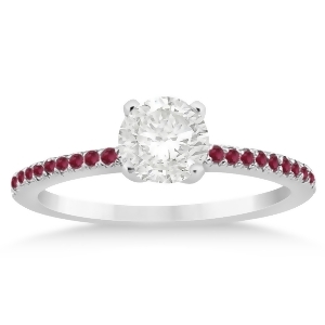 Ruby Accented Engagement Ring Setting 18k White Gold 0.18ct - All