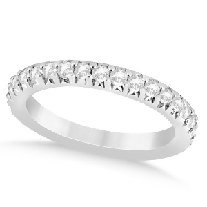 Diamond Accented Wedding Band 14k White Gold 0.60ct - All