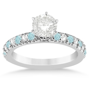 Aquamarine and Diamond Engagement Ring Setting Platinum 0.54ct - All