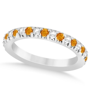 Citrine and Diamond Accented Wedding Band 18k White Gold 0.60ct - All