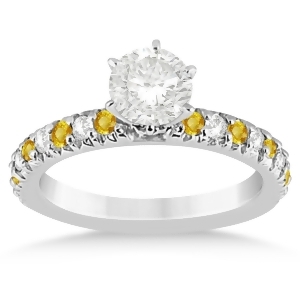 Yellow Sapphire and Diamond Engagement Ring Setting 18k White Gold 0.54ct - All