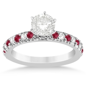 Ruby and Diamond Engagement Ring Setting 14k White Gold 0.54ct - All