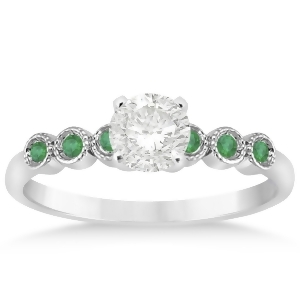 Emerald Bezel Set Engagement Ring Setting 14k White Gold 0.09ct - All