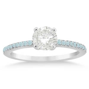 Aquamarine Accented Engagement Ring Setting Platinum 0.18ct - All