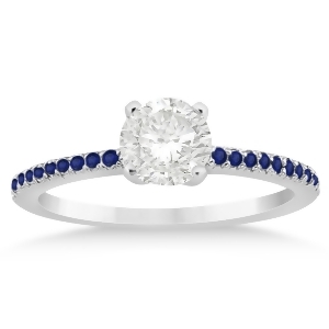 Blue Sapphire Accented Engagement Ring Setting 14k White Gold 0.18ct - All