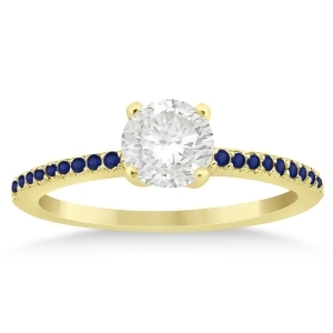 Blue Sapphire Accented Engagement Ring Setting 14k Yellow Gold 0.18ct - All